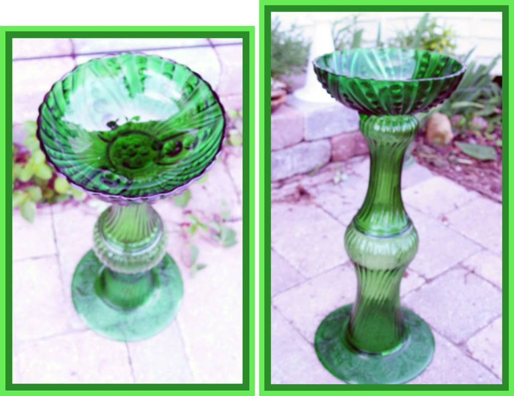 Vtg All Vintage GLASS Bird Bath Fountain Garden Accent eBay