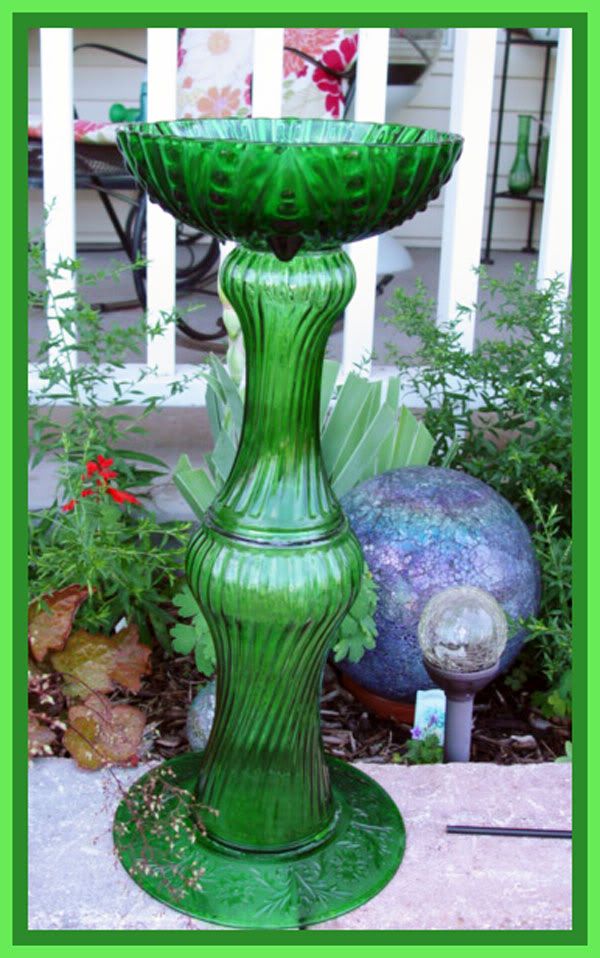 Vtg All Vintage GLASS Bird Bath Fountain Garden Accent eBay