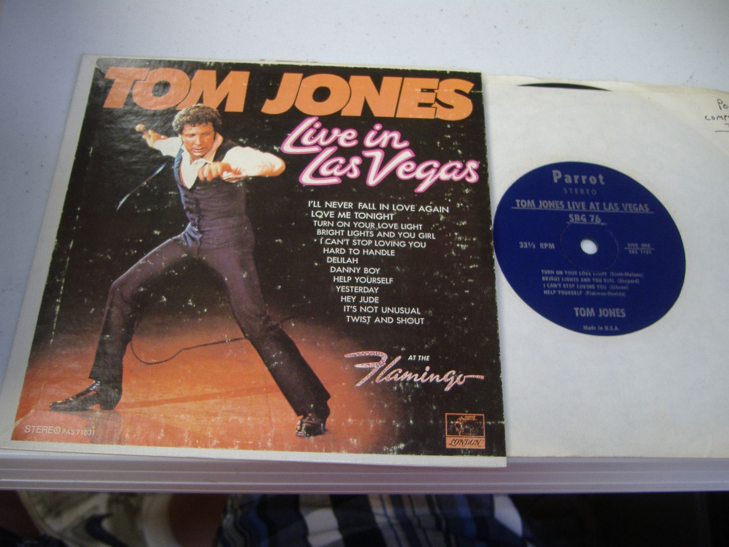 Tom Jones Tom Jones Live At Las Vegas 45RPM