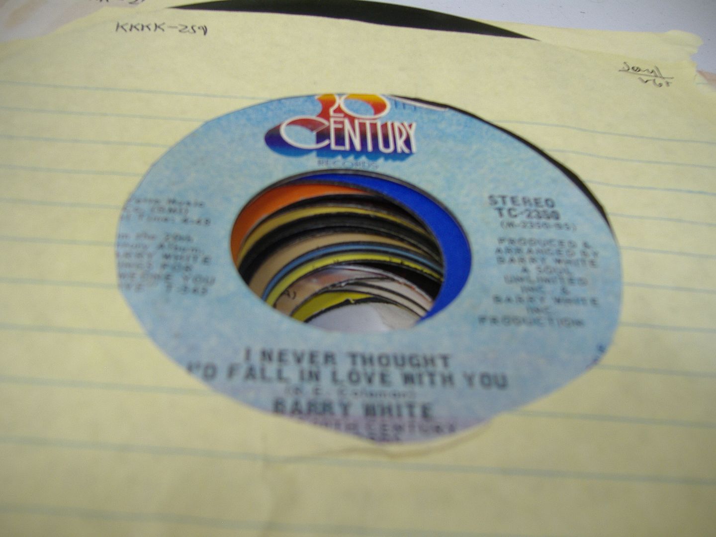 BARRY WHITE - I Never Thought I'd Fall In Love With You (it's Ecstasy When You Lay Down Next To Me) Record