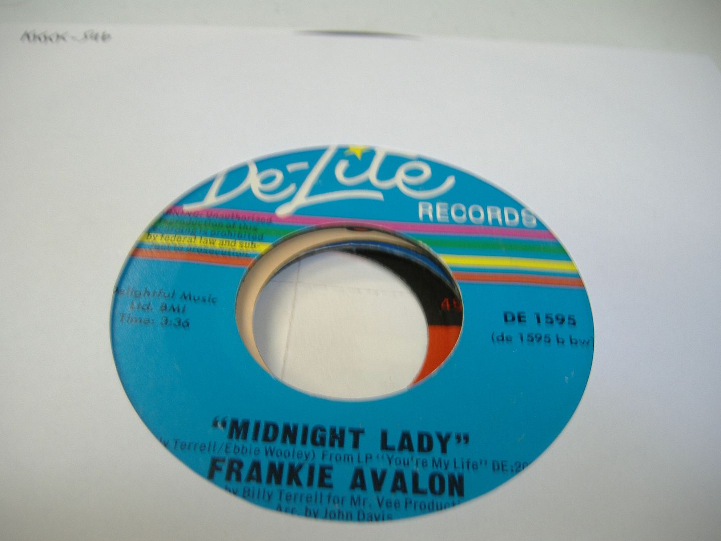 FRANKIE AVALON - Midnight Lady (roses Grow Beyond The Wall)