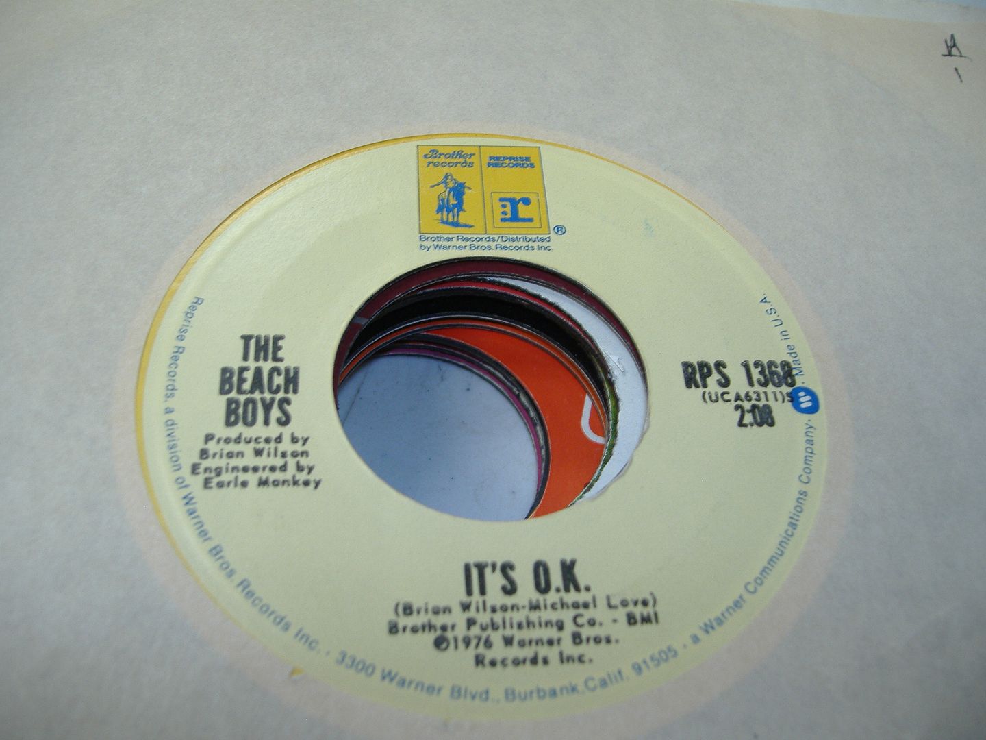 BEACH BOYS - It's O.k. (had To Phone Ya) Record