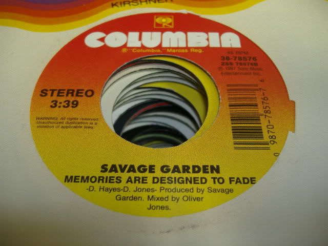 Savage Garden Memeores Are Designed To Fade 45RPM