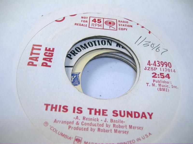 PATTI PAGE - This Is The Sunday (wish Me A Rainbow)