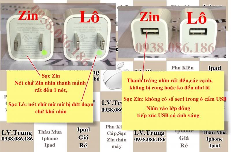 Sạc - Cáp - Tai Nghe Nguyên Zin theo Máy cho Iphone Ipad - Ipod. Giá tốt cho ACE - 8
