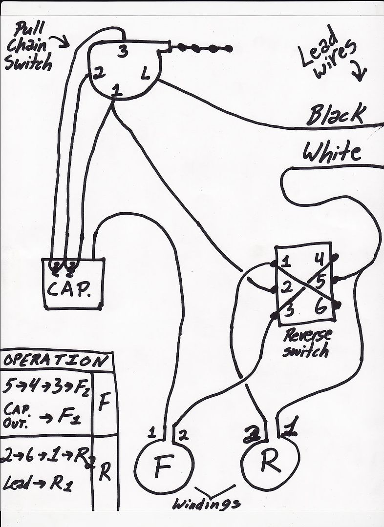 Generic 3-speed reversible spinner wiring diagram | Vintage Ceiling