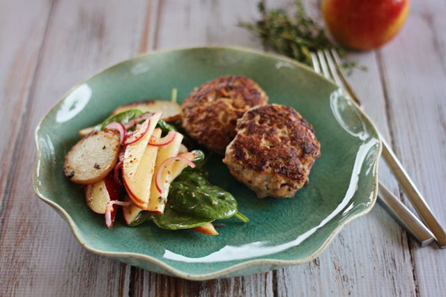 Beef & Pork rissoles with jazz apple salad