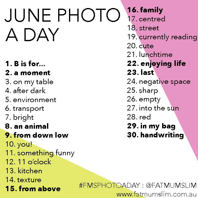 June photo a day challenge list