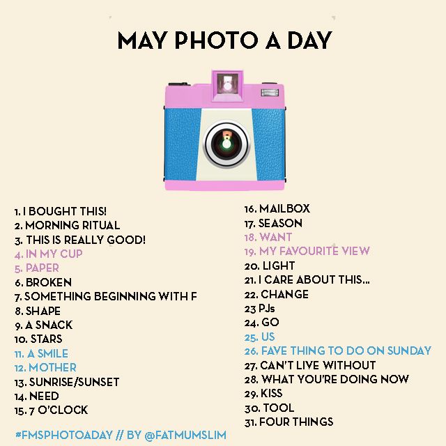 May photo a day challenge list