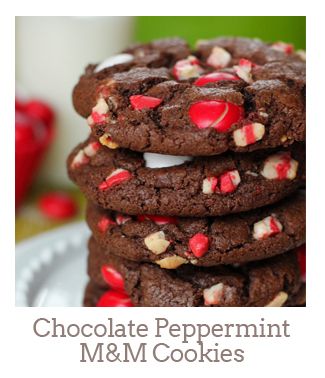 ”Chocolate Peppermint M&M Cookies”