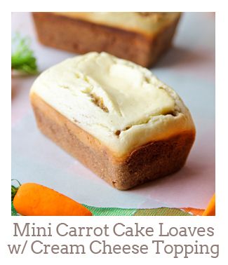 ”Mini Carrot Cake Loaves with Baked Cream Cheese Topping”