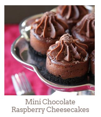 ”Mini Chocolate Raspberry Cheesecakes”
