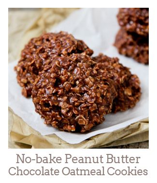 ”No-bake Peanut Butter Chocolate Oatmeal Cookies”