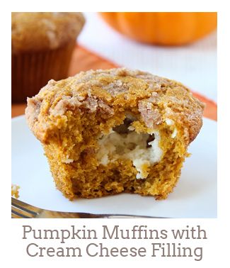 ”Pumpkin Muffins with Cinnamon Cream Cheese Filling”