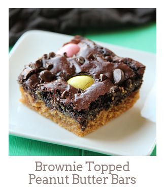 ”Brownie Topped Peanut Butter Bars”