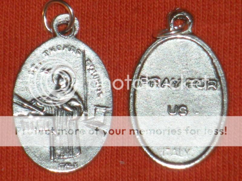 St Thomas Aquinas, Oxidized Silvertone Religious Medal  