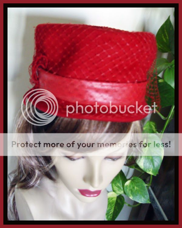 Vintage Henry POLLACK RED WOOL w Netting Hat Glenover Design C 1950s 