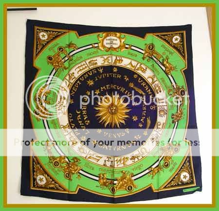 Vtg SILK SCARF ZODIAC 1960s by BIANCHINI FERIER 30x30  