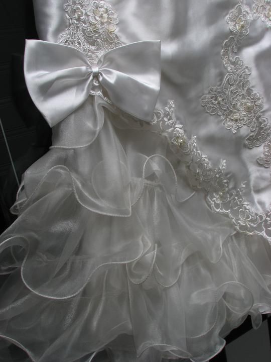 1980s Vintage San Martin Satin Wedding Gown~Mermaid Ruffle Train 