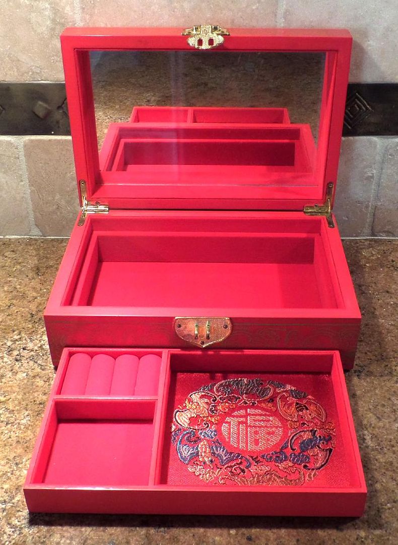BEAUTIFUL ASIAN ROSE JEWELRY BOX ~ FELT LINED ~ IN GIFT BOX | eBay
