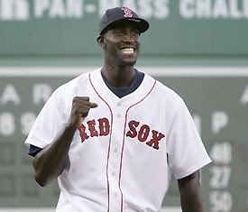 Already endearing himself to the Boston sports fans, KG throws the ceremonial pitch earlier tonight at Fenway Park